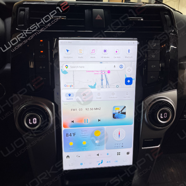 The Workshop 12 Tesla-Style Screen is the perfect Plug and Play solution for your 2009-2019 Toyota 4Runner! Equipped with a 13.6" FHD IPS display and wireless Apple CarPlay and Android Auto. Tons of storage with 128GB internal space and 8GB RAM for the smooth performance you deserve.