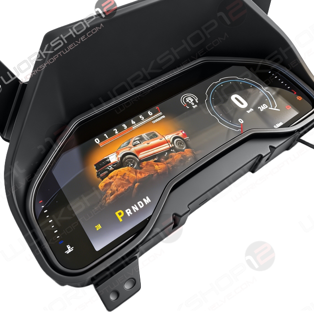 Upgrade your driving experience with the Workshop 12 Digital Cluster for your 2015-2020 Ford F-150! Say goodbye to dated analog needles and hello to a high-definition, 13.1-inch display with a customizable interface. Built on a Linux automotive OS, this cluster isn't just a screen; it's a performance upgrade. Don't worry about losing factory features; our digital cluster retains 100% of your OEM functionality. From steering wheel controls and tire pressure monitoring to your 4WD status and vehicle pitch or