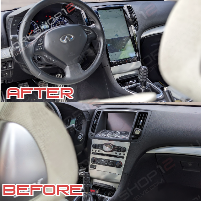 The Workshop 12 Tesla-Style Screen is the perfect Plug and Play solution for your 2007-2013 Infiniti G37! Equipped with a 13.6" HD IPS display and wireless Apple CarPlay and Android Auto. Tons of storage with 128GB internal space and 8GB RAM for the smooth performance you deserve. We've made sure that your steering wheel controls work perfectly with our unit and don't worry about losing your factory reverse cameras as our unit works seamlessly with the OEM cameras.