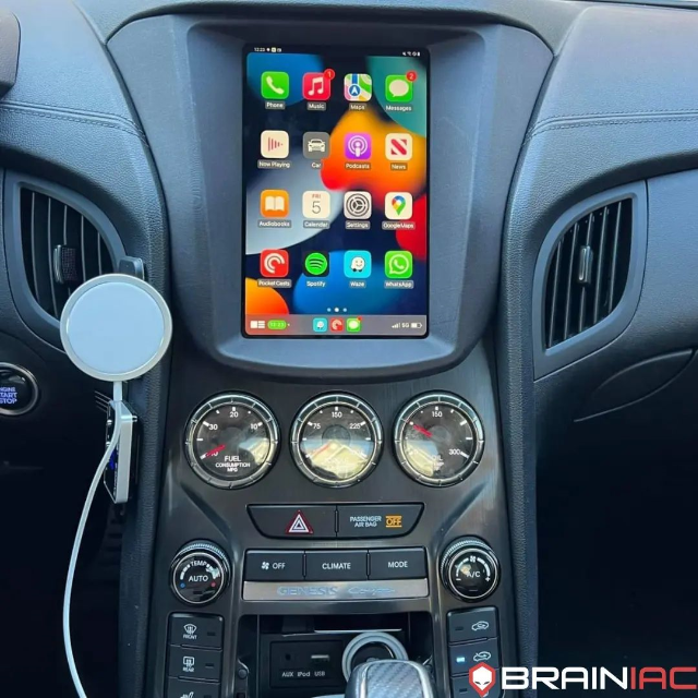 The Brainiac Plastics provides you the perfect Tesla Style kit for your 2013+ Hyundai Genesis Coupe! Designed for an OEM fit and finish, the sturdy magnetic face plate allows for easy access to the tablet installed in your dashboard.