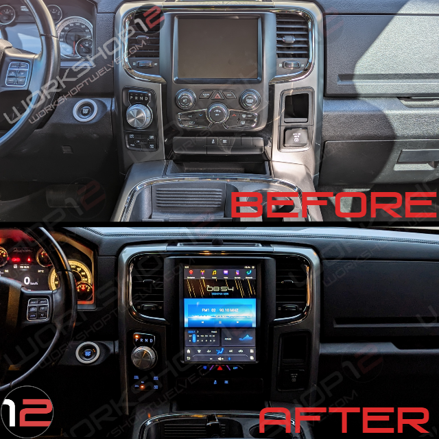 The Workshop 12 Tesla-Style Screen is the perfect Plug and Play solution for your 2014-2021 Dodge Ram! Equipped with a full HD IPS display and wireless Apple CarPlay and Android Auto. Tons of storage with 128GB internal space and 8GB RAM for the smooth performance you deserve. We've made sure that your steering wheel controls work perfectly with our unit and don't worry about losing your factory reverse cameras as our unit works seamlessly with the OEM cameras.