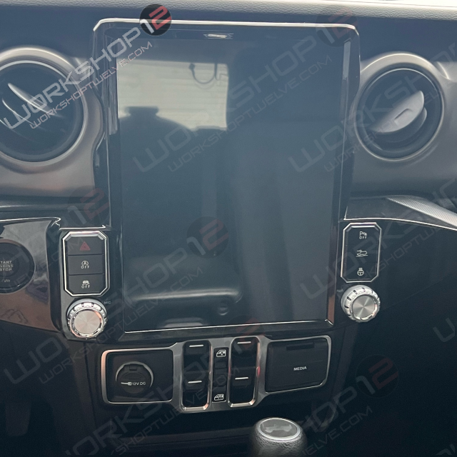 The Workshop 12 Tesla-Style Screen is the perfect Plug and Play solution for your 2018-2021 Jeep Wrangler! Equipped with a 13.3" HD IPS display and wireless Apple CarPlay and Android Auto. Tons of storage with 128GB internal space and 8GB RAM for the smooth performance you deserve. We've made sure that your steering wheel controls work perfectly with our unit and don't worry about losing your factory reverse cameras as our unit works seamlessly with the OEM cameras.