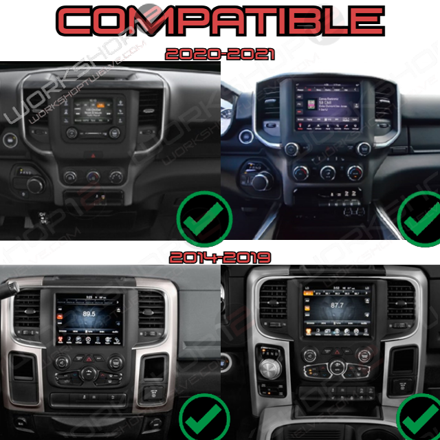 Dodge RAM 2014-2021 Taller 12 Pantalla estilo Tesla