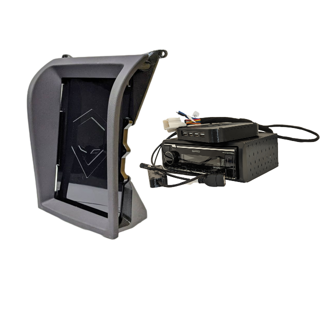 The Brainiac Plastics provides you the perfect Tesla Style kit for your 2005-2008 G35! Designed for an OEM fit and finish, the sturdy magnetic face plate allows for easy access to the tablet installed in your dashboard. The Kenwood Electronics is a single din head unit which gives you the ability of using any USB accessories while keeping your tablet charged all at the same time by using the included Companion Kit!