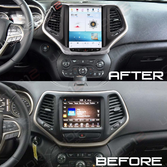 The Workshop 12 Tesla-Style Screen is the perfect Plug and Play solution for your 2016-2020 Jeep Cherokee! Equipped with a 9.7" full HD IPS display and wireless Apple CarPlay and Android Auto. Tons of storage with 128GB internal space and 8GB RAM for the smooth performance you deserve. We've made sure that your steering wheel controls work perfectly with our unit and don't worry about losing your factory reverse cameras as our unit works seamlessly with the OEM cameras