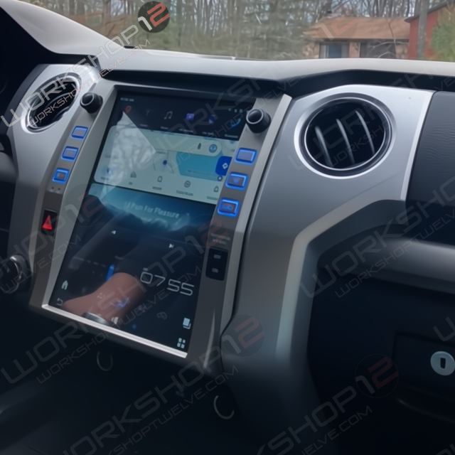 The Workshop 12 Tesla-Style Screen is the perfect Plug and Play solution for your 2014-2019 Toyota Tundra! Equipped with a 12.1" IPS display and wireless Apple CarPlay and Android Auto. Tons of storage with 128GB internal space and 8GB RAM for the smooth performance you deserve. We've made sure that your steering wheel controls work perfectly with our unit and don't worry about losing your factory reverse cameras as our unit works seamlessly with the OEM cameras.