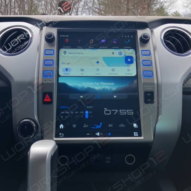 The Workshop 12 Tesla-Style Screen is the perfect Plug and Play solution for your 2014-2019 Toyota Tundra! Equipped with a 12.1" IPS display and wireless Apple CarPlay and Android Auto. Tons of storage with 128GB internal space and 8GB RAM for the smooth performance you deserve. We've made sure that your steering wheel controls work perfectly with our unit and don't worry about losing your factory reverse cameras as our unit works seamlessly with the OEM cameras.