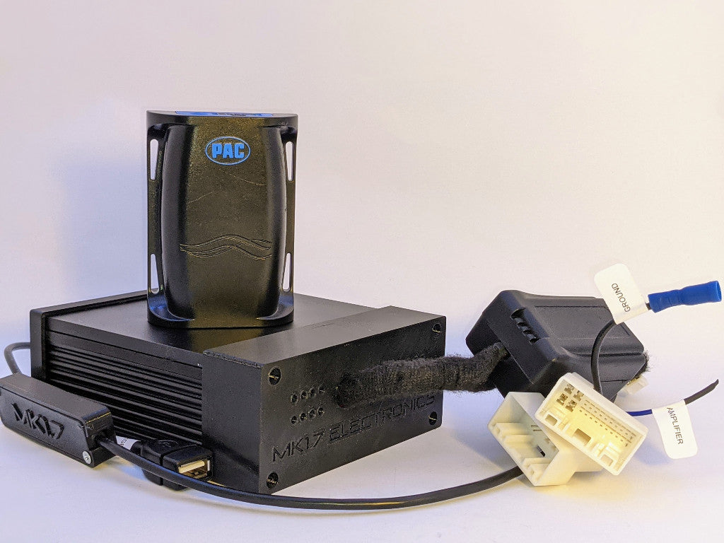 The MK1.7 Electronics have been designed to be a plug-and-play kit for providing power, audio and USB accessory for your tablet installation. Simply unplug your OEM stereo, and plug in the MK1.7 Electronics directly into your factory stereo harness.