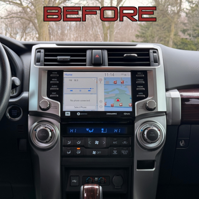 The Workshop 12 Tesla-Style Screen is the perfect Plug and Play solution for your 2009-2019 Toyota 4Runner! Equipped with a 13.6" FHD IPS display and wireless Apple CarPlay and Android Auto. Tons of storage with 128GB internal space and 8GB RAM for the smooth performance you deserve. 