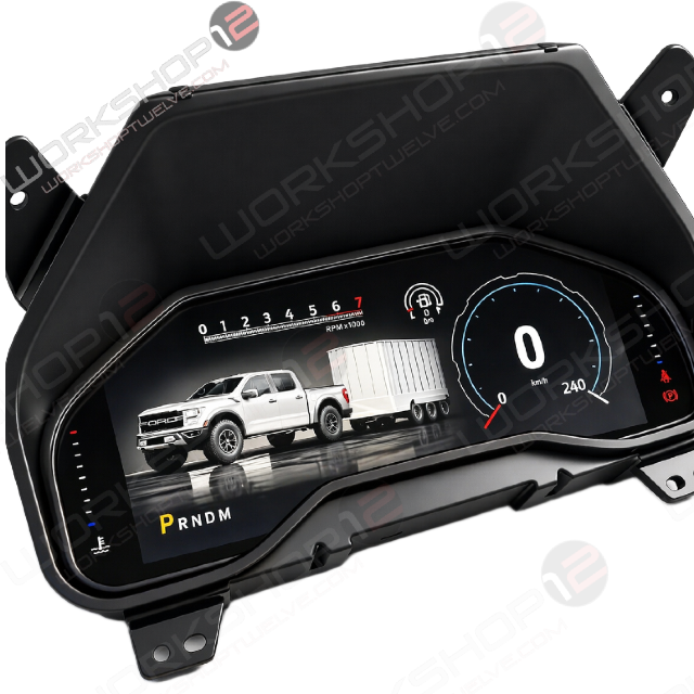 Introducing The Workshop 12 Digital Cluster for the Ford F-150

Upgrade your driving experience with the Workshop 12 Digital Cluster for your 2015-2021 Ford F-150! Say goodbye to dated analog needles and hello to a high-definition, 13.1-inch display with a customizable interface. Built on a Linux automotive OS, this cluster isn't just a screen; it's a performance upgrade. Don't worry about losing factory features; our digital cluster retains 100% of your OEM functionality. From steering wheel controls and t