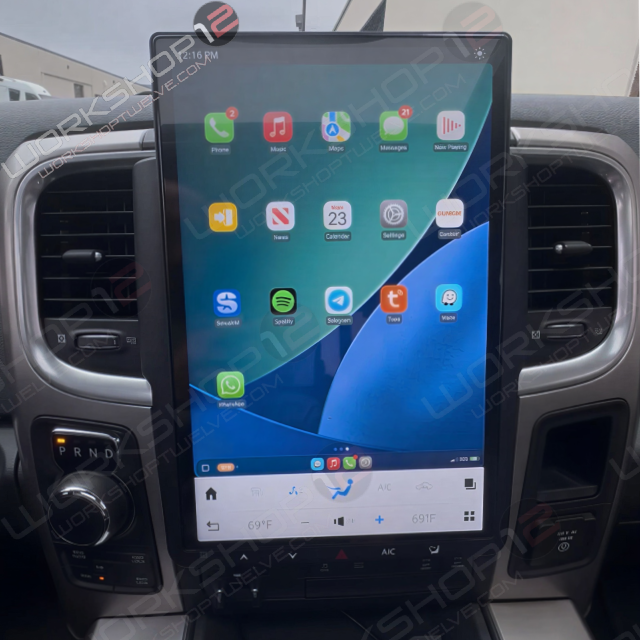 The Workshop 12 Tesla-Style Screen is the perfect Plug and Play solution for your 2014-2022 Dodge Ram! Equipped with a 14.4" 2k QHD display and wireless Apple CarPlay and Android Auto. Tons of storage with 128GB internal space and 8GB RAM for the smooth performance you deserve. We've made sure that your steering wheel controls work perfectly with our unit and don't worry about losing your factory reverse cameras as our unit works seamlessly with the OEM cameras.