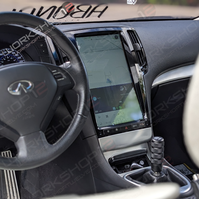 The Workshop 12 Tesla-Style Screen is the perfect Plug and Play solution for your 2007-2013 Infiniti G37! Equipped with a 13.6" HD IPS display and wireless Apple CarPlay and Android Auto. Tons of storage with 128GB internal space and 8GB RAM for the smooth performance you deserve. We've made sure that your steering wheel controls work perfectly with our unit and don't worry about losing your factory reverse cameras as our unit works seamlessly with the OEM cameras.