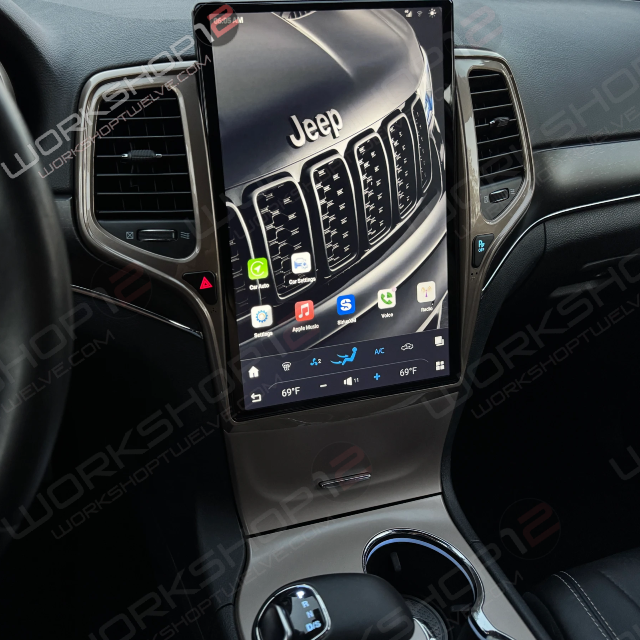 The Workshop 12 Tesla-Style Screen is the perfect Plug and Play solution for your 2014-2020 Jeep Grand Cherokee! Equipped with a 14.4" full HD IPS display and wireless Apple CarPlay and Android Auto. Tons of storage with 128GB internal space and 8GB RAM for the smooth performance you deserve. We've made sure that your steering wheel controls work perfectly with our unit and don't worry about losing your factory reverse cameras as our unit works seamlessly with the OEM cameras.