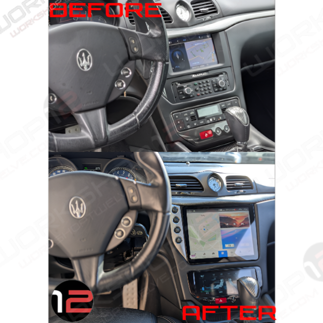 The perfect Plug and Play solution for your 2007 - 2017 Maserati GranTurismo! Equipped with a 10.4" HD display and a full HD IPS screen as well as wireless Apple CarPlay and Android Auto. Tons of storage with 128GB of storage and 8GB RAM for the smooth performance you deserve. We've made sure that your steering wheel controls work perfectly with our unit and don't worry about losing your factory reverse camera as our unit works seamlessly with the OEM camera and aftermarket cameras.