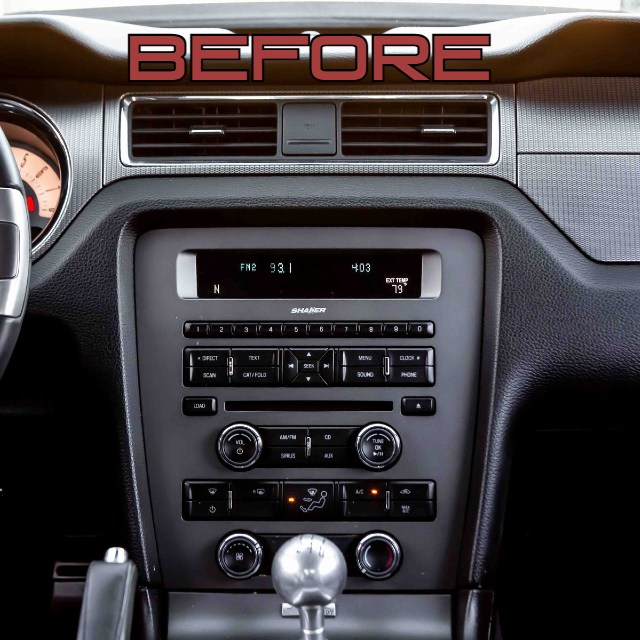 ntroducing The Workshop 12 Tesla-Style Screen for the Ford Mustang The Workshop 12 Tesla-Style Screen is the perfect Plug-and-play solution for your 2009-2014 Ford Mustang! Equipped with a 12.1" HD IPS display and wireless Apple CarPlay and Android Auto. Tons of storage with 128GB internal space and 8GB RAM for the smooth performance you deserve. We've made sure that your steering wheel controls work perfectly with our unit and don't worry about losing your factory reverse cameras as our unit works seamless