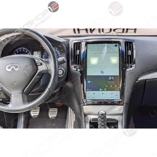 The Workshop 12 Tesla-Style Screen is the perfect Plug and Play solution for your 2007-2013 Infiniti G37! Equipped with a 13.6" HD IPS display and wireless Apple CarPlay and Android Auto. Tons of storage with 128GB internal space and 8GB RAM for the smooth performance you deserve. We've made sure that your steering wheel controls work perfectly with our unit and don't worry about losing your factory reverse cameras as our unit works seamlessly with the OEM cameras.