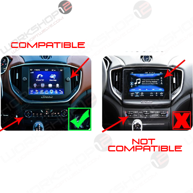 The Workshop 12 Screen is the perfect Plug and Play solution for your 2014-2017 Maserati Ghilbli! Equipped with a 10.4" HD display and a full HD IPS screen as well as wireless Apple CarPlay and Android Auto. Tons of storage with 128GB of storage and 8GB RAM for the smooth performance you deserve. We've made sure that your steering wheel controls work perfectly with our unit and don't worry about losing your factory reverse camera as our unit works seamlessly with the OEM camera and aftermarket 