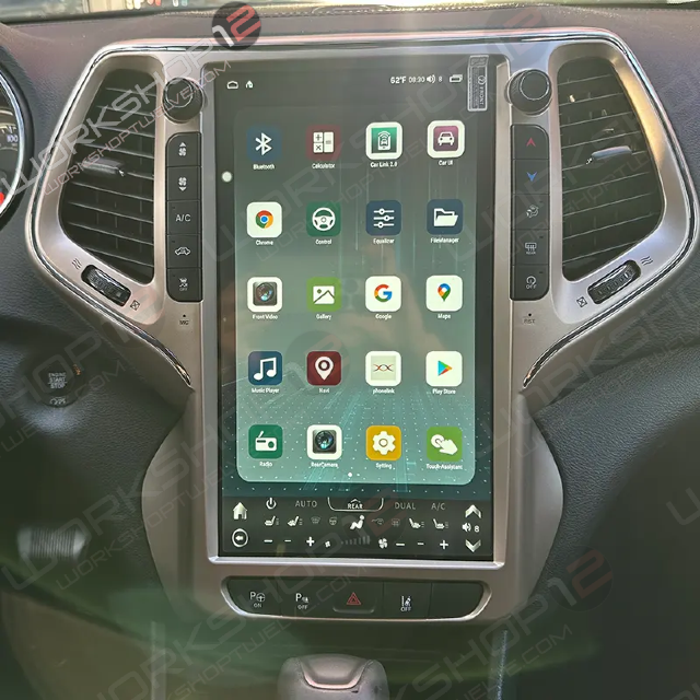 The Workshop 12 Tesla-Style Screen is the perfect Plug and Play solution for your 2014-2020 Jeep Cherokee! Equipped with a 13.6" full HD IPS display and wireless Apple CarPlay and Android Auto. Tons of storage with 128GB internal space and 6GB RAM for the smooth performance you deserve. We've made sure that your steering wheel controls work perfectly with our unit and don't worry about losing your factory reverse cameras as our unit works seamlessly with the OEM cameras.