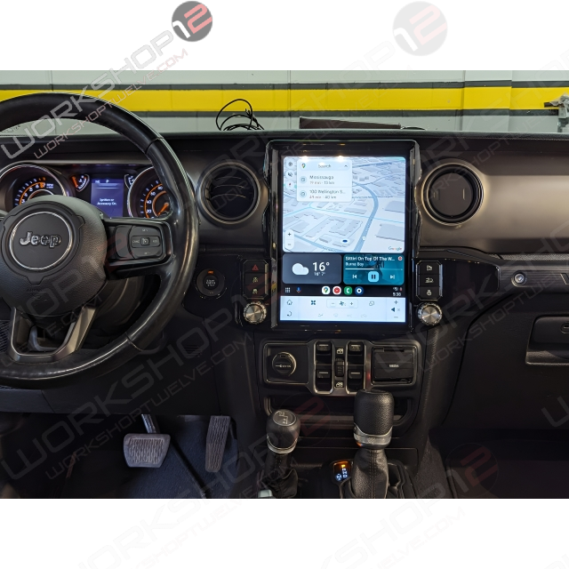 The Workshop 12 Tesla-Style Screen is the perfect Plug and Play solution for your 2018-2021 Jeep Wrangler! Equipped with a 13.3" HD IPS display and wireless Apple CarPlay and Android Auto. Tons of storage with 128GB internal space and 8GB RAM for the smooth performance you deserve. We've made sure that your steering wheel controls work perfectly with our unit and don't worry about losing your factory reverse cameras as our unit works seamlessly with the OEM cameras.