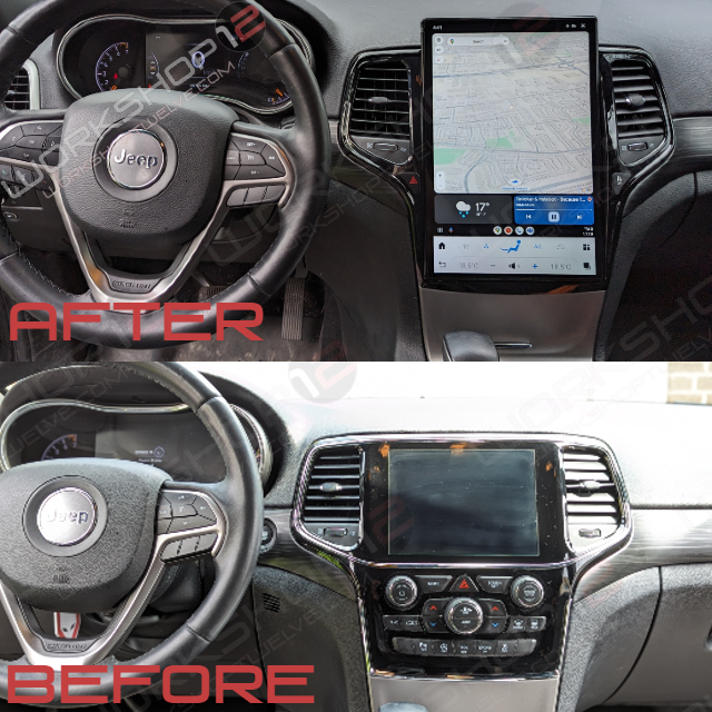 The Workshop 12 Tesla-Style Screen is the perfect Plug and Play solution for your 2014-2020 Jeep Grand Cherokee! Equipped with a 14.4" full HD IPS display and wireless Apple CarPlay and Android Auto. Tons of storage with 128GB internal space and 8GB RAM for the smooth performance you deserve. We've made sure that your steering wheel controls work perfectly with our unit and don't worry about losing your factory reverse cameras as our unit works seamlessly with the OEM cameras.