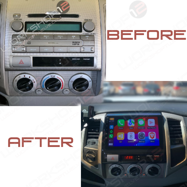 The Workshop 12 Ultra-Wide Screen is the perfect Plug and Play solution for your 2005-2013 Toyota Tacoma! Equipped with a 10" HD display and wireless Apple CarPlay and Android Auto. Tons of storage with 128GB internal space and 8GB RAM for the smooth performance you deserve. We've made sure that your steering wheel controls work perfectly with our unit and don't worry about losing your factory reverse camera as our unit works seamlessly with the OEM camera