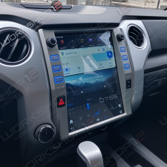 The Workshop 12 Tesla-Style Screen is the perfect Plug and Play solution for your 2014-2019 Toyota Tundra! Equipped with a 12.1" IPS display and wireless Apple CarPlay and Android Auto. Tons of storage with 128GB internal space and 8GB RAM for the smooth performance you deserve. We've made sure that your steering wheel controls work perfectly with our unit and don't worry about losing your factory reverse cameras as our unit works seamlessly with the OEM cameras.
