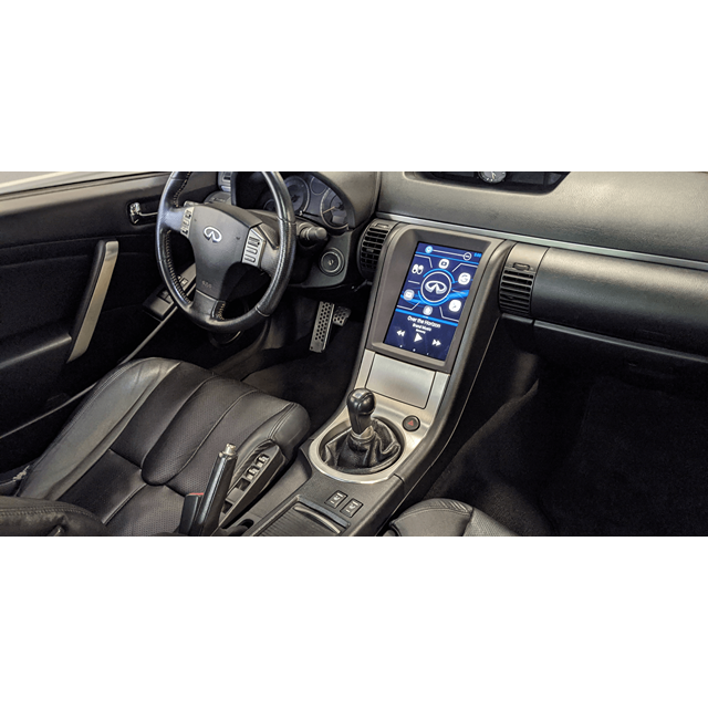 The Brainiac Plastics provides you the perfect Tesla Style kit for your 2005-2008 G35! Designed for an OEM fit and finish, the sturdy magnetic face plate allows for easy access to the tablet installed in your dashboard.